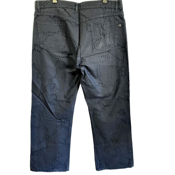 Messori Men's Cool Jeans Black Embroidered Distressed Cotton Jeans Pants SZ 40 - Picture 3 of 14